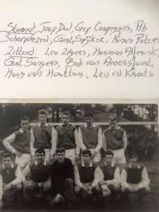 Gert Spijker - Betaalde jeugd AGOVV 1964 1965 — Joop Dul, Gep Coopmans, Ab Scherpenzeel en Gert Spijker.